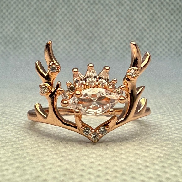 Jewelry - New Rose Gold Antler Crown Ring: Fantasy-Inspired Statement Jewelry, Size 8